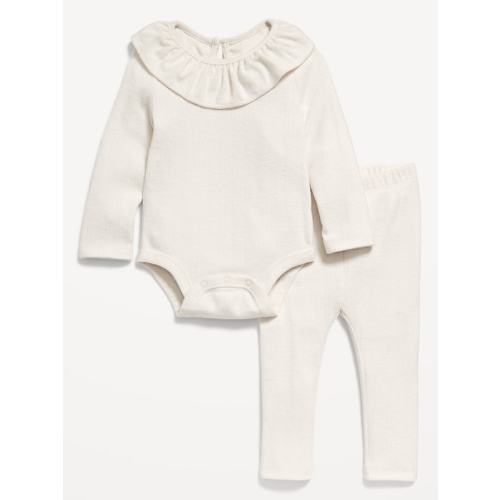 Ruffled Pointelle-Knit Bodysuit and Pants Set for Baby