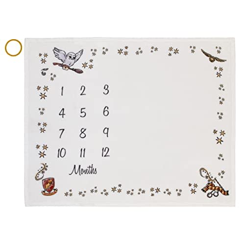 Warner Brothers Harry Potter Magical Moments White and Gold Milestone Baby Blanket