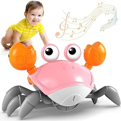 Crawling Crab Toy, Infant Tummy Time Baby Toys, Fun Interactive Dancing Walking Moving Toy Babies Sensory Induction Crabs with Music, Baby Toys Boys Girls Toddler Birthday Gifts