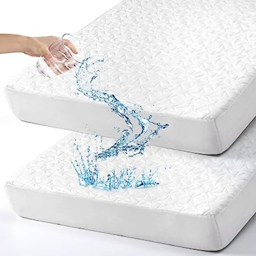 Baby Waterproof Crib Mattress Protector: 2-Pack Crib Mattress Protector Pad Sheets - Soft and Quilted Toddler Mattress Protector for Standard Baby Crib - Fitted Baby Bed Mattress Covers for Boys Girls