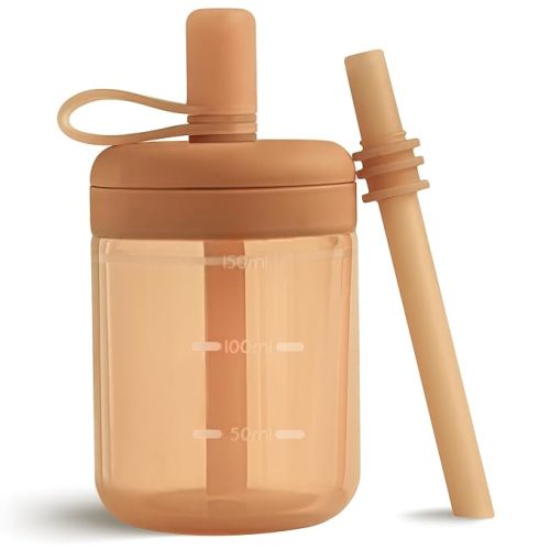 Moonkie Baby Straw cup | Silicone Toddler Sippy Cup Training Cup with Straw Lid | BPA-Free Drop-Proof Baby Cup | Led Weaning | 6 Months+, 5 oz, 1pack