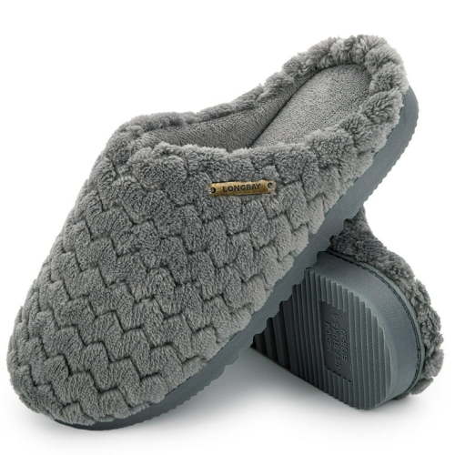 LongBay Women’s Soft Flannel Memory Foam Slippers Slip on House Fuzzy Shoes Indoor Outdoor