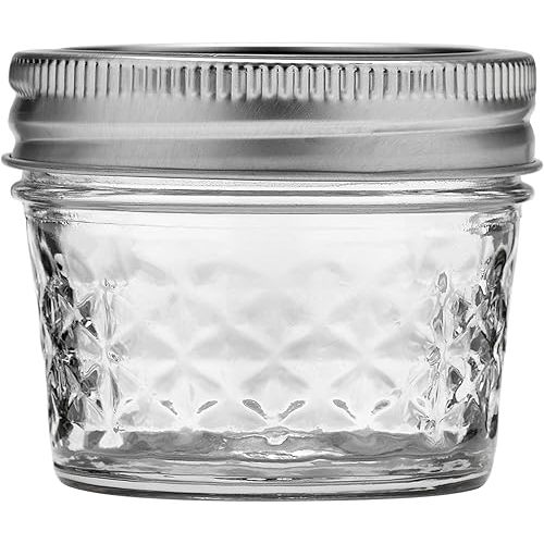 4 oz Ball Wide Mouth Quilted Crystal Jelly Jars with Lids and Bands, Pack of 24