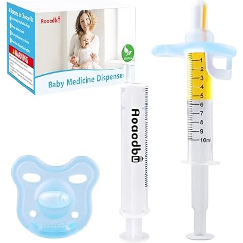 Baby Medicine Dispenser, Baby Medicine Syringe, 0 months and up Baby Pacifiers, 100% Silicone Pacifiers, BPA-Free (Blue)