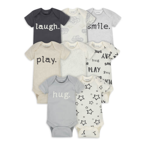 Onesies Brand Gender Neutral Short Sleeve Bodysuits, 0- 12 Months, 8-Pack