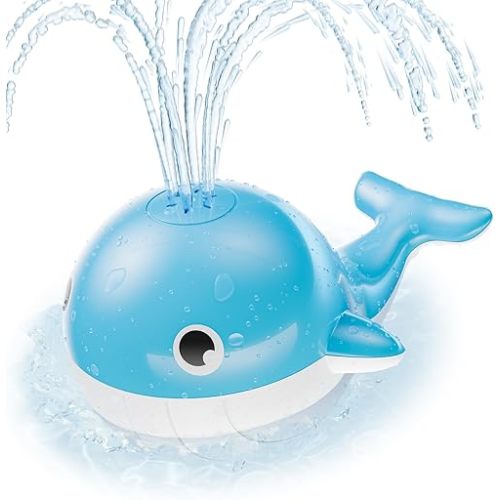 Baby Bath Toys for 6-12 Months, Rechargeable Bath Toys for Babies 6-18 Months, Whale Bath Toy Sprinkler for Toddlers 1-3 2-4, Light Up Bath Toy for Kids, Infant Bathtub Toys