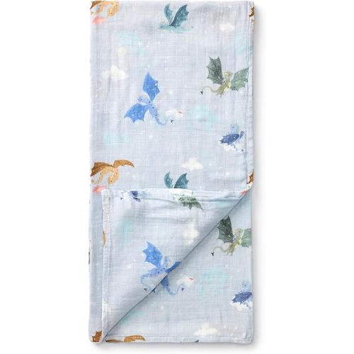 Loulou Lollipop Muslin Swaddle Blanket for Baby, 47x47, Magical Dragons