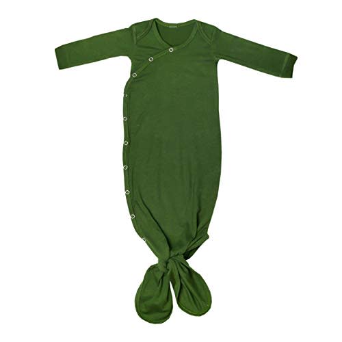 Copper Pearl Baby Gown - Knotted Newborn Sleepers for Baby Boy and Girl, Soft Stretchy Long Sleeve Infant Gowns with Bottom Tie and Hand Mittens, Perfect Hospital Coming Home Outfit (Alder)