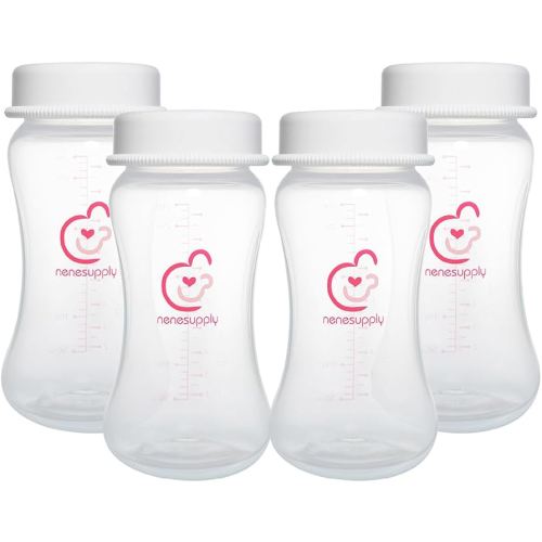 Nenesupply 9oz 4 Count Wide Neck Mouth Breastmilk Storage Bottle Breast Pump Bottles Use for Pumping with Spectra S1 S2 9 Plus Breast Pumps. Replace Spectra Bottles for Pumping Breastmilk Collection