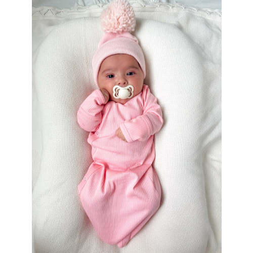Pink / Organic Ribbed Gown