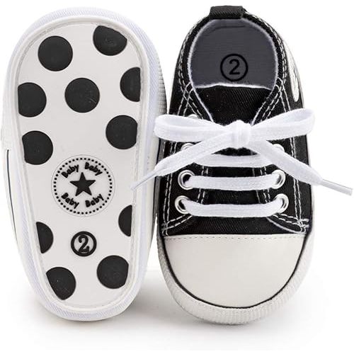 KIDSUN Unisex Baby Boys Girls High Top Sneaker Soft Anti-Slip Sole Newborn Infant First Walkers Canvas Denim Shoes