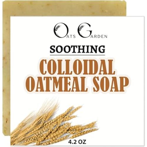 Soothing Colloidal Oatmeal Bar Soap- Eczema, Psoriasis 4.2 oz Natural- Fragrance Free- Oats Garden