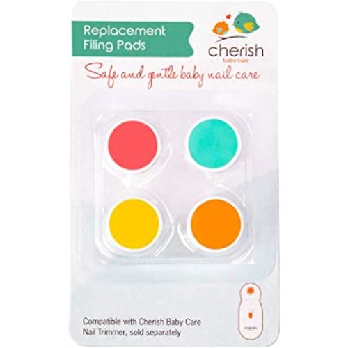 Replacement Filing Pads for Cherish Baby Care Electric Baby Nail Trimmer - Includes 4 Filing Discs for Newborn to Toddler
