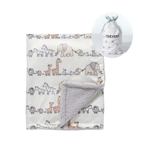 CREVENT Minky Baby Blanket for Girls Boys, Soft Plush Receiving Blanket for Newborns - 30x40 Inches (Animal)