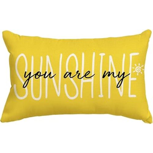 AVOIN colorlife You are My Sunshine Summer Throw Pillow Cover, 12 x 20 Inch Yellow Cushion Case Decoration for Sofa Couch