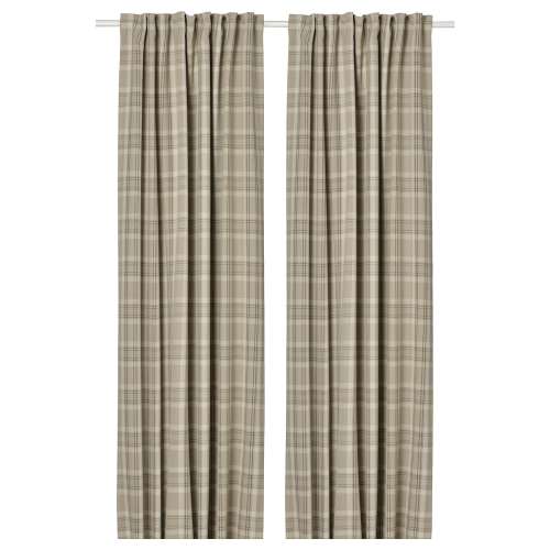 HÄGGVECKMAL Room darkening curtains, 1 pair - beige/with heading tape 57x98 "