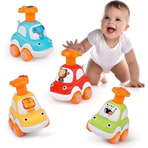 Amy&Benton Toddler Toy Cars Baby Toy Cars Press and Go Cars for Toddlers 1-3 Animal Cars Toy Cars for Boys 1 Year Old 1st Birthday Gifts 1-2 Years Old Boys Push Go Car Toys for 6-9-12-18 Months