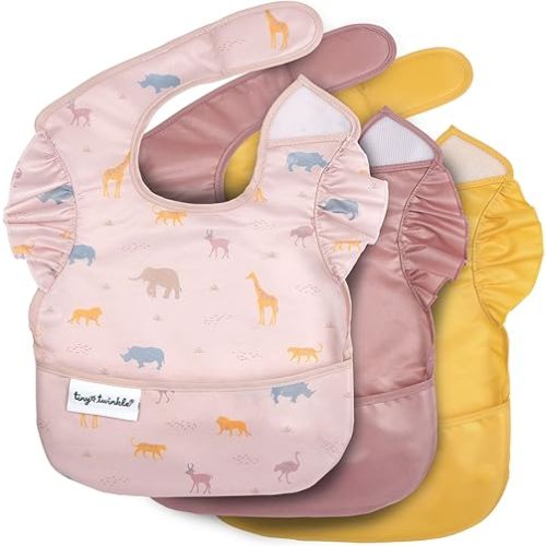 Tiny Twinkle Mess-Proof Baby Bib - Waterproof Bib for Baby Boy or Girl - PFAS, PVC, BPA, Phthalate Free - Baby Food Bibs