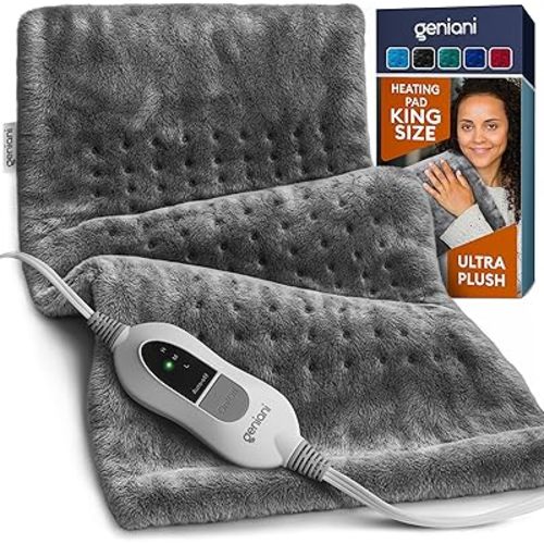 GENIANI Large Electric Heating Pad for Back Pain & Cramps Relief, Valentines Day & Birthday Gifts for Women Mom, FSA HSA Eligible, Auto Shut Off, Machine Washable, Heat Pad for Neck & Shoulder, 12×24"