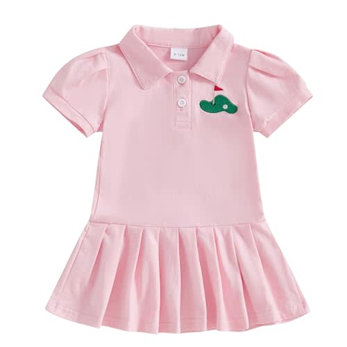 mlpeerw Toddler Baby Girl Golf Outfit Short Sleeve Golf/Baseball Embroidery Dress Polo A-Line Dress Sprots Summer Clothes