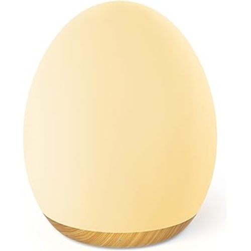 JolyWell Night Light for Kids with Color Changing Mode & Dimming Function, Rechargeable Baby Egg Night Light with 1 Hour Timer&Touch Control, up to 100H, Wood Grain