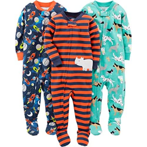 Simple Joys by Carter's Toddlers and Baby Boys' Snug-Fit Footed Cotton Pajamas, Pack of 3