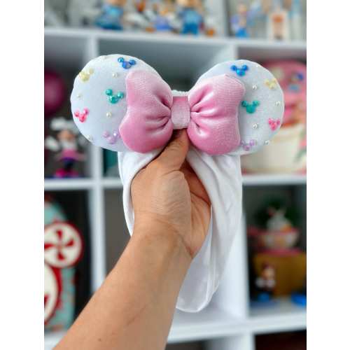White and pink velvet || Minnie Ears Headwrap || Minnie Ears Turban || Minnie Ears for Babies || Magic kingdom Ears