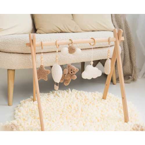 Boucle Baby Play Gym: Wooden Frame with Sensory Toys
