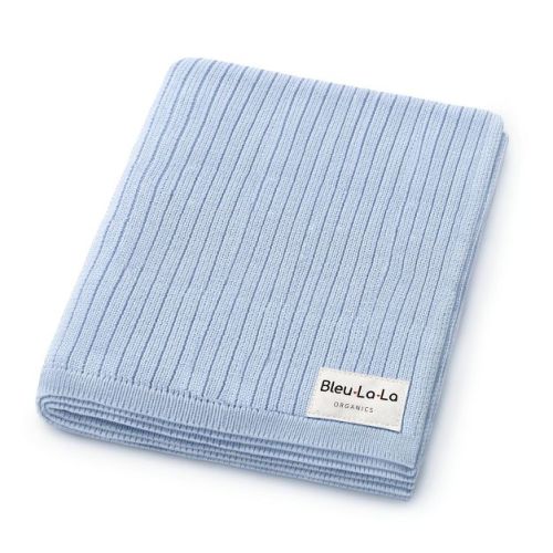 Bleu La La 100% Luxury Organic Cotton Ribbed Baby Swaddle Blanket for Newborn and Infant Boys and Girls - Sky Blue