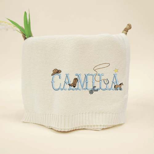 Western Cowboy Country Custom Name Baby Blanket