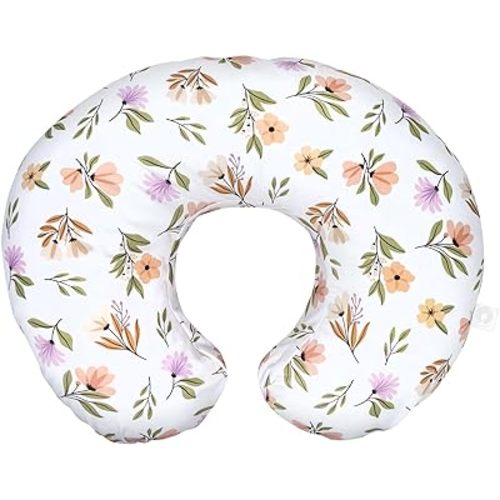 Boppy Original Nursing Pillow, Neutral Wildflowers, Ergonomic Nursing Essentials for Bottle and Breastfeeding, Firm Fiber Fill, with Removable Pillow Cover, Machine Washable