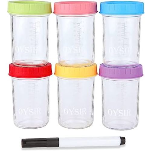 OYSIR Glass Baby Food Storage Containers,12 Pcs,4 oz Baby Jars with Lids, Reusable Small Glass Baby Food Containers for Infant & Baby