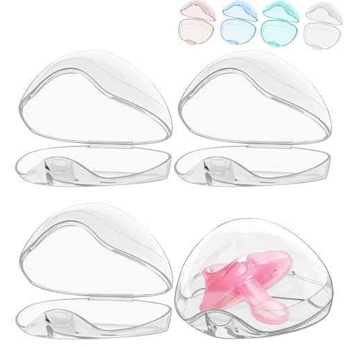 Smlpuame Pacifier Case,4 Pack BPA Free Pacifier Holder Case,Transparent Container Box for Baby Binky(Not Included),Essential Pacifier Accessories,Alway Keep Paci Clean,Easy to Clean(Transparent)