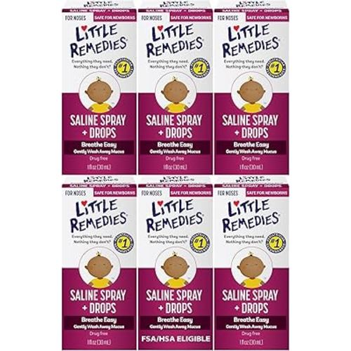 Little Remedies Saline Spray and Drops | Safe for Newborns | 1 Fl Oz (Pack of 6)