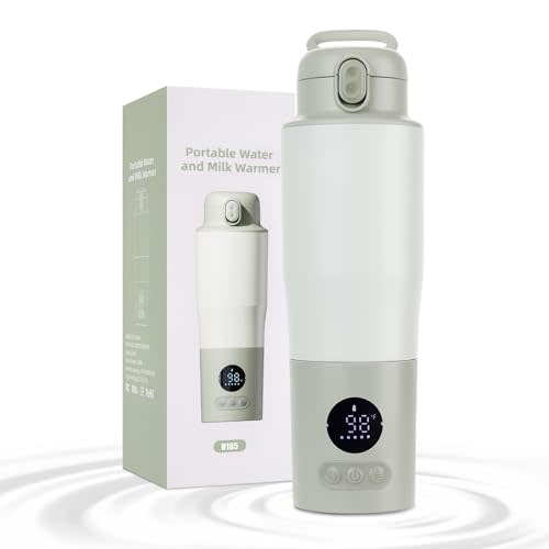 Portable Bottle Warmer for Breastmilk – 15oz, Fast Charging, Dual Heating Modes for Milk & Water, Travel-Friendly, Car Cup Fit, Newborn Essentials (Avocado Green)