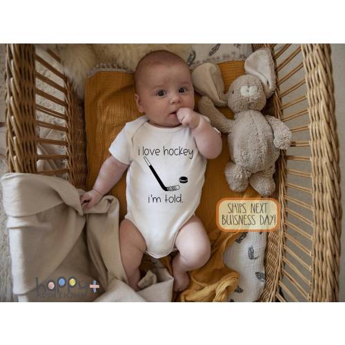 I Love Hockey I'm Told Baby Onesie®, Future Hockey Player, Funny Hockey, Newborn Outfit, Hockey Fan, Cute Hockey Outfit Baby Boy, Unique