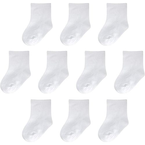 Baby Socks Infant White Crew Socks Baby Girls Soft Newborn Dress Sock Boys Baptism 0-12 Months 10 Pack