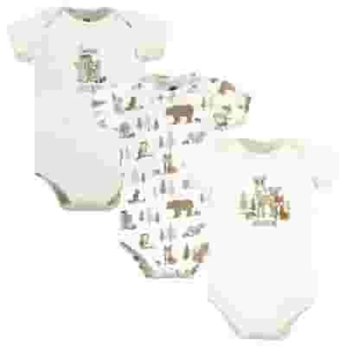 Hudson Baby Cotton Bodysuits, Forest Animals 3-Pack, 18-24 Months