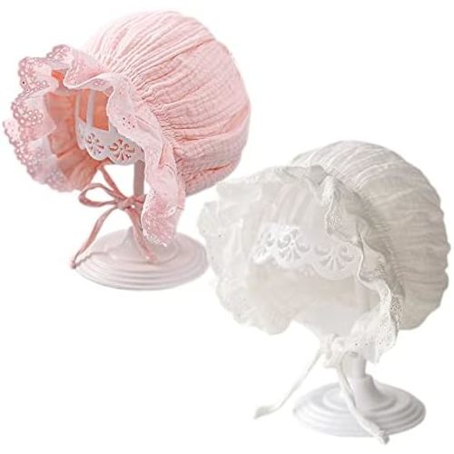 Baby Girl Toddlers Breathable Lacy Bonnet Eyelet Cotton Adjustable Sun Protection Hat
