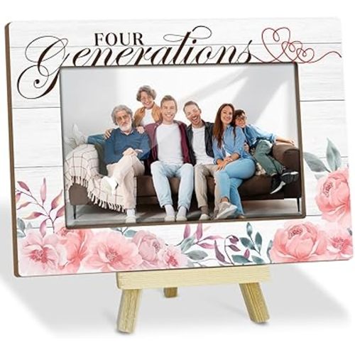 Four Generations Picture Frames Picture Gifts for Grandparents Family Photo Frames with Wood Stand for Tabletop Display Wood Picture Frames Table Desk Decor for Home Livingroom Bedroom - YT42