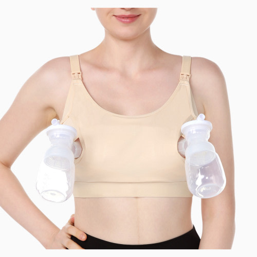 Momcozy Hands-Free Pumping Bra - Beige, L
