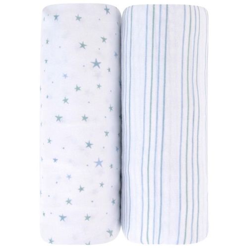 Ely's & Co. Baby Fitted Pack N Play - Mini Crib Sheet 100% Combed Jersey Cotton Blue Nautical Print 2 Pack