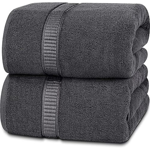 Utopia Towels Luxurious Jumbo Bath Sheet 2 Piece, 600 GSM, 35 by 70 Inches, 100% Ring Spun Cotton, Highly Absorbent and Quick Dry Extra Large Bath Towel, Super Soft Towel, Grey