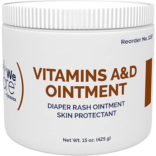 Dynarex Vitamins A & D Ointment, Ointment with Vitamin A and Vitamin D Skin Protectant, for Diaper Rash and Discomfort, White, 15 oz Jar
