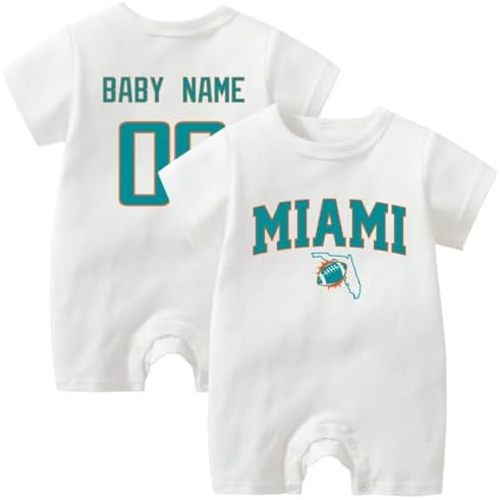 KREDE Baby Clothes Unisex Bodysuit Custom Name Number for White Baby Boy Rompers