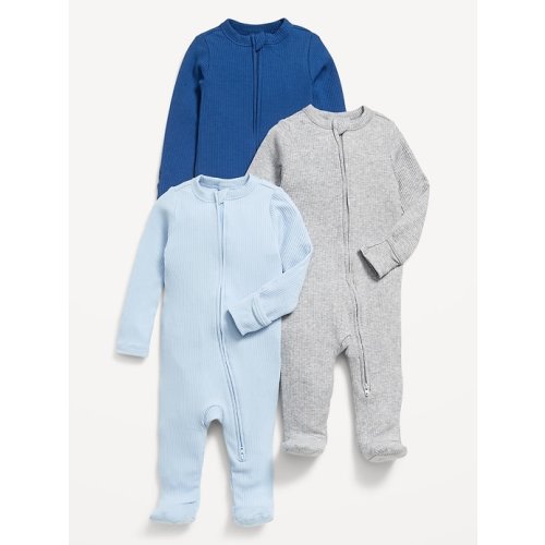 2-Way-Zip Sleep & Play Footed One-Piece 3-Pack for Baby
