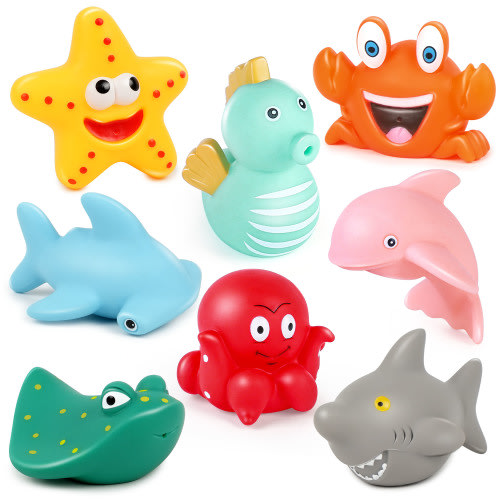 LotFancy 8Pcs Ocean Bath Toys for Toddler Infant, No Hole Mold Free Kids Baby Bath Tub Toys
