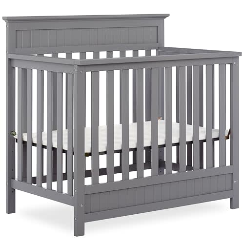 Dream On Me Harbor 4-in-1 Convertible Mini Crib in Storm Grey, Greenguard Gold Certified