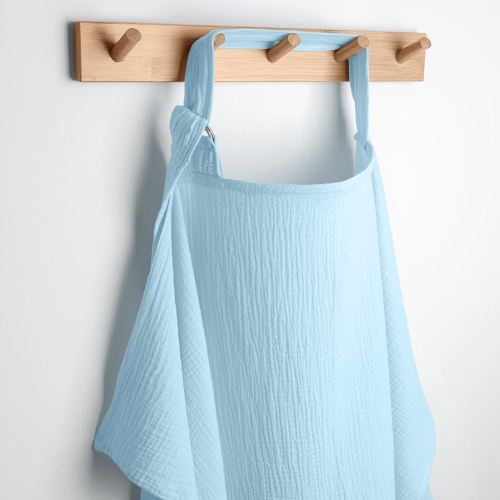 Comfy Cubs Muslin Nursing Cover - 100% Muslin Breastfeeding Cover for Moms - Soft & Breathable Baby Nursing Scarf with Adjustable Neck Strap - Portable, Lightweight & Privacy Coverage - Sky Blue