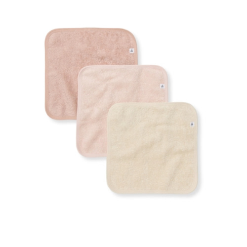 Organic Cotton Woven Terry Solid Washcloths 3 Pack Oat
